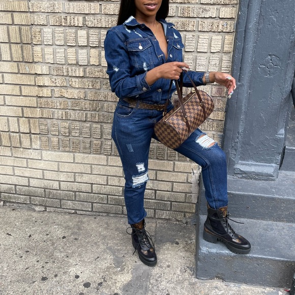 High Jump Denim Jumpsuit - Dark Denim
Size: S - Picture 1 of 2